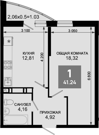 Продается 1-комн. квартира, 40.21 м²