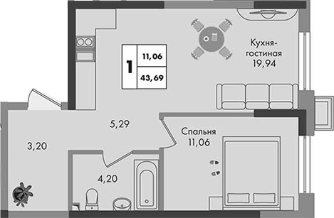 1-комн. Зеленая территория