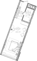 Студия, 30.84 м², 3/8 этаж, ЖК «Гостиничный комплекс Белые ночи»