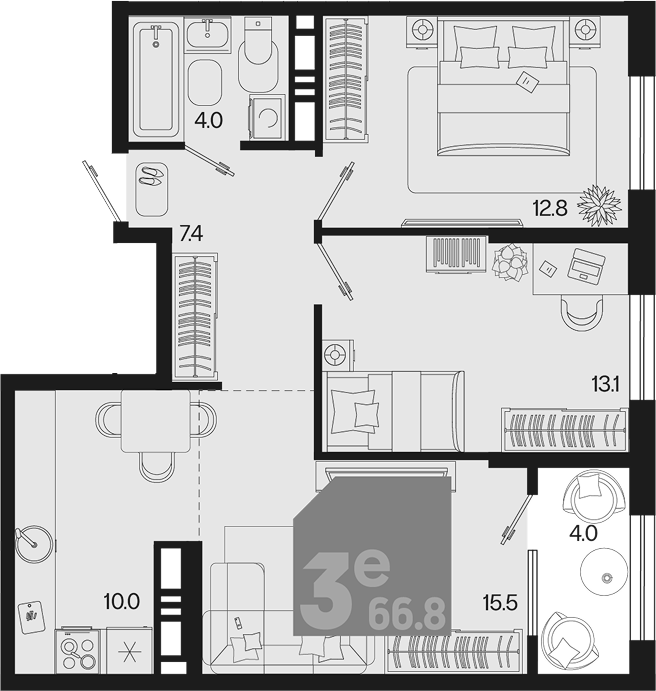 Продается 3-комн. квартира, 62.8 м²