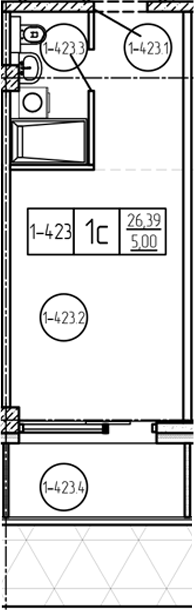 Студия, 26.9 м², 3/9 этаж, ЖК «Лучи»