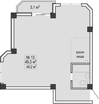 Объект, 49.3 м², 1/11 этаж, ЖК «Море»