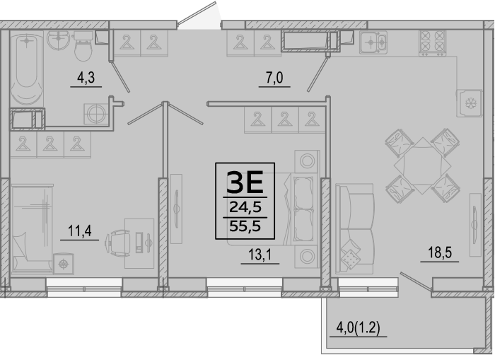 Продается 3-комн. квартира, 54.3 м²