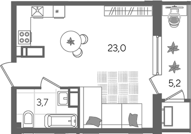 Студия, 26.7 м², 22/24 этаж, ЖК «Рекорд»