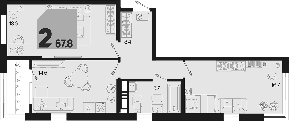 Продается 2-комн. квартира, 63.8 м²