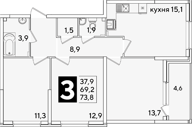 4-комн. Самолет