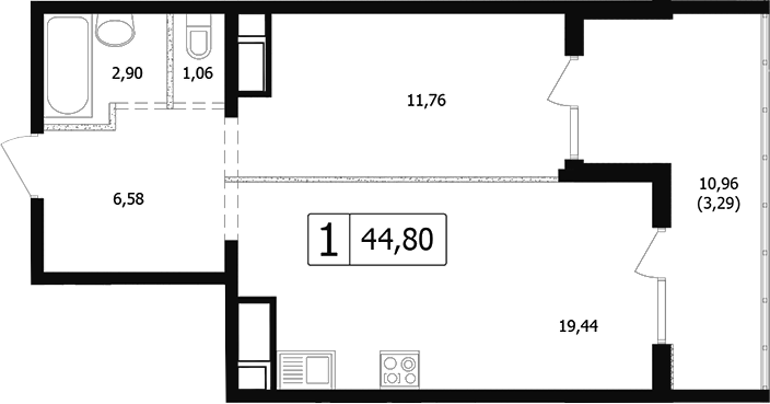 Продается 2-комн. квартира, 38.21 м²
