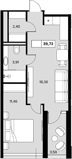 1-комн., 36.15 м², 6/8 этаж, ЖК «Гостиничный комплекс Белые ночи»