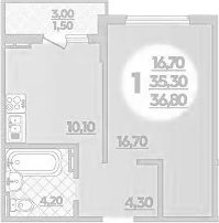 1-комн., 35.3 м², 17/18 этаж, ЖК «Парк у дома»