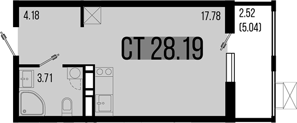 Студия, 25.67 м², 5/8 этаж, ЖК «Цветной бульвар»