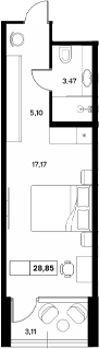 Продается 1-комн. квартира, 25.74 м²
