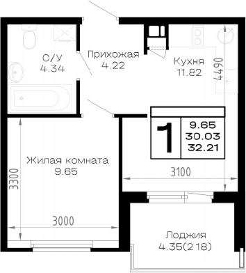 Продается 1-комн. квартира, 30.03 м²