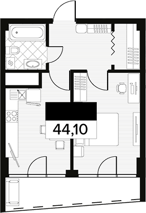 Объект, 44.1 м², 4/14 этаж, ЖК «Горизонт. AVA Сочи»