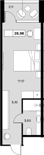 Студия, 25.87 м², 5/6 этаж, ЖК «Гостиничный комплекс Белые ночи»