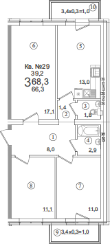 Продается 3-комн. квартира, 66.3 м²