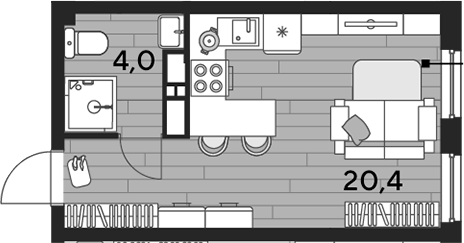 Студия, 24.4 м², 14/16 этаж, ЖК «DОГМА ПАРК»
