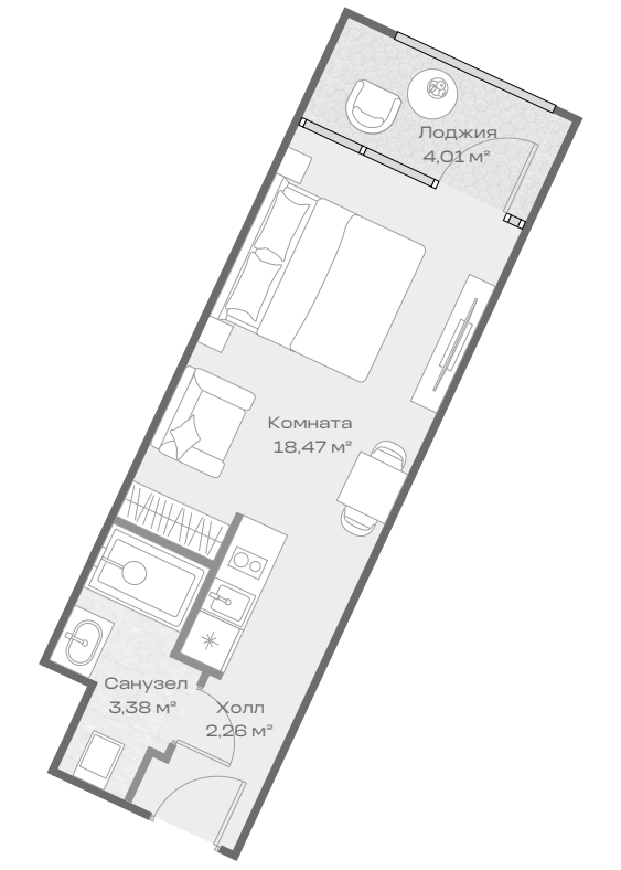 Продается 1-комн. квартира, 24.09 м²