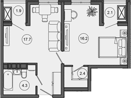 Продается 2-комн. квартира, 40.6 м²