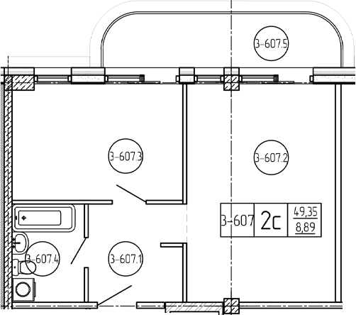 Объект, 49.8 м², 6/9 этаж, ЖК «Лучи»
