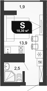 Студия, 16.4 м², 16/19 этаж, ЖК «Сочи Парк»