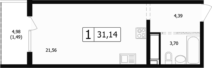 Студия, 28.31 м², 13/24 этаж, ЖК «Парусная регата»
