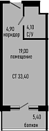 Студия, 28 м², 1/8 этаж, ЖК «Курортный отель Алеан Селект Агой»