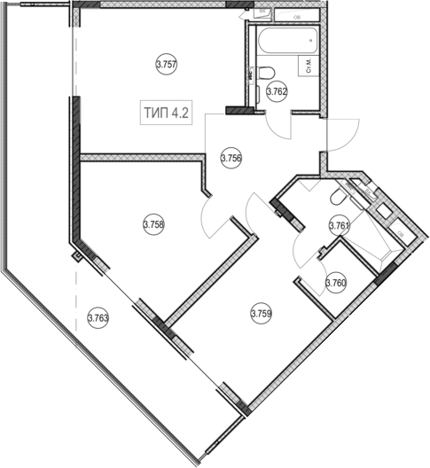 3-комн., 64.8 м², 7/10 этаж, ЖК «ГК Сан Гарден Хотел&СПА»