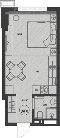 Студия, 29.5 м², 4/7 этаж, ЖК «Оливия»