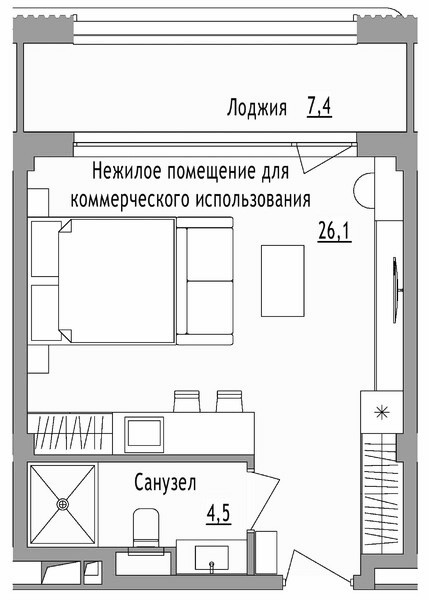 1-комн., 30.6 м², 6/7 этаж, ЖК «Cosmos Черное море Риверта Отель»