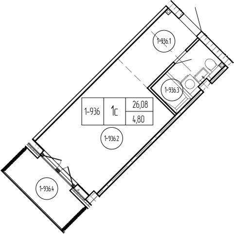 Студия, 26.08 м², 8/9 этаж, ЖК «Лучи»
