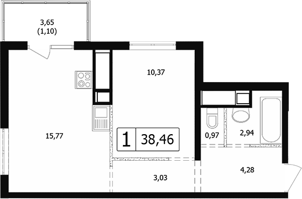 Продается 2-комн. квартира, 37.36 м²