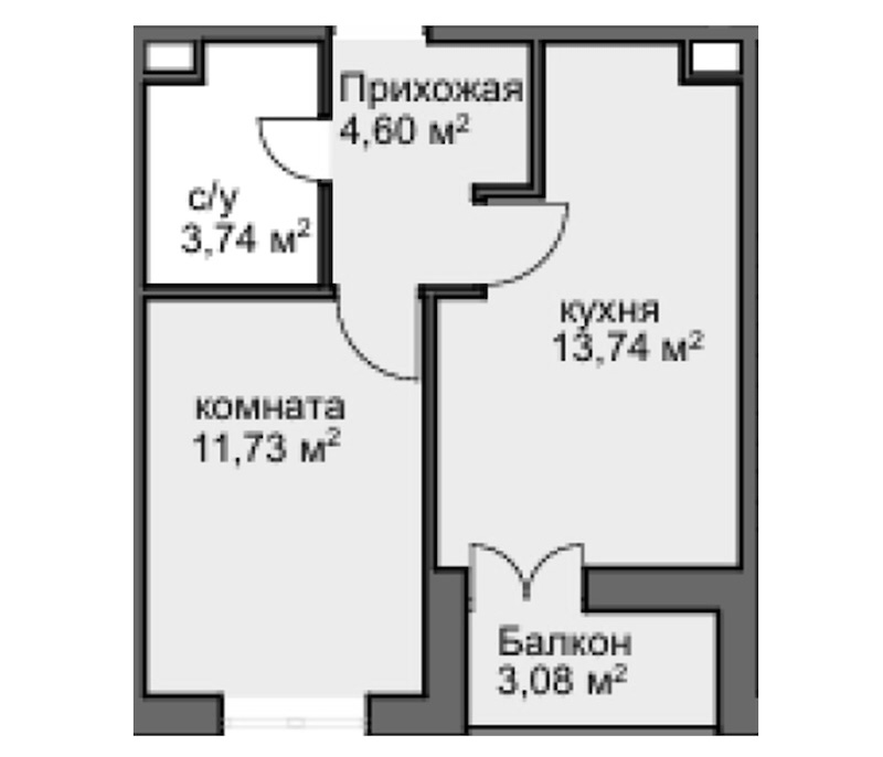 1-комн., 31.04 м², 1/8 этаж, ЖК «Центральный двор»