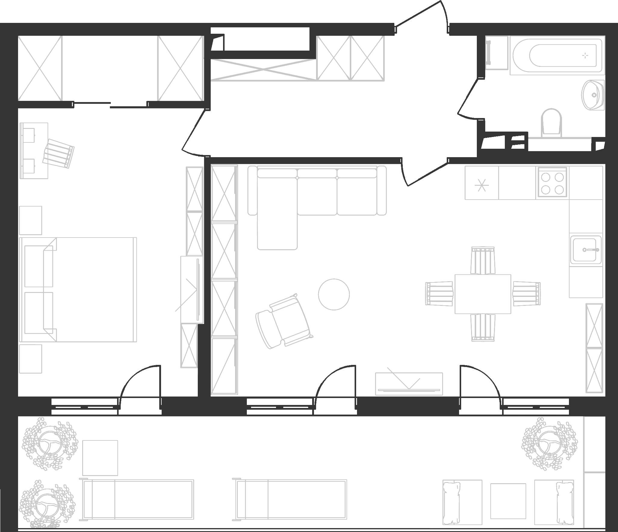 2-комн., 65.56 м², 1/7 этаж, ЖК «Клубная Резиденция Европа. ГК Вектор»