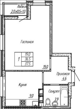 1-комн., 36.5 м², 13/18 этаж, ЖК «Архитектор. ГК ЮгСтройИнвест»