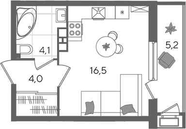 Студия, 24.6 м², 6/24 этаж, ЖК «Рекорд»