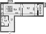 1-комн., 38.2 м², 2/13 этаж, ЖК «Звезды»