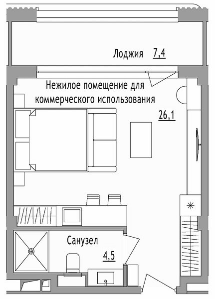 1-комн., 30.6 м², 6/7 этаж, ЖК «Cosmos Черное море Риверта Отель»