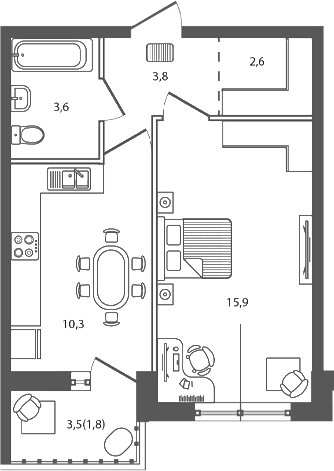 Продается 1-комн. квартира, 36.2 м²
