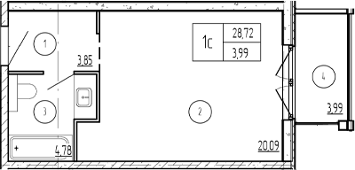 Продается 1-комн. квартира, 27.52 м²