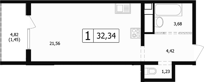Студия, 29.65 м², 10/24 этаж, ЖК «Парусная регата»