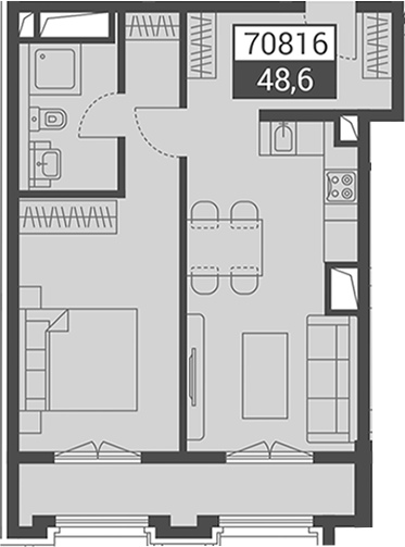 Объект, 48.6 м², 5/7 этаж, ЖК «Красная поляна 540»