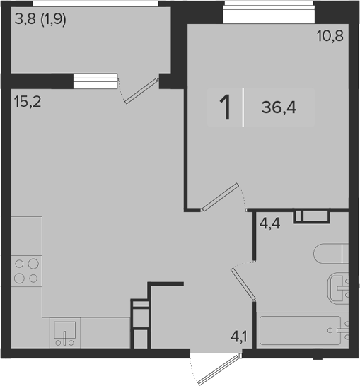1-комн., 34.5 м², 7/9 этаж, ЖК «Эрмитаж»