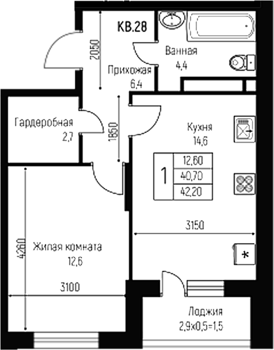 1-комн. Nova Vita
