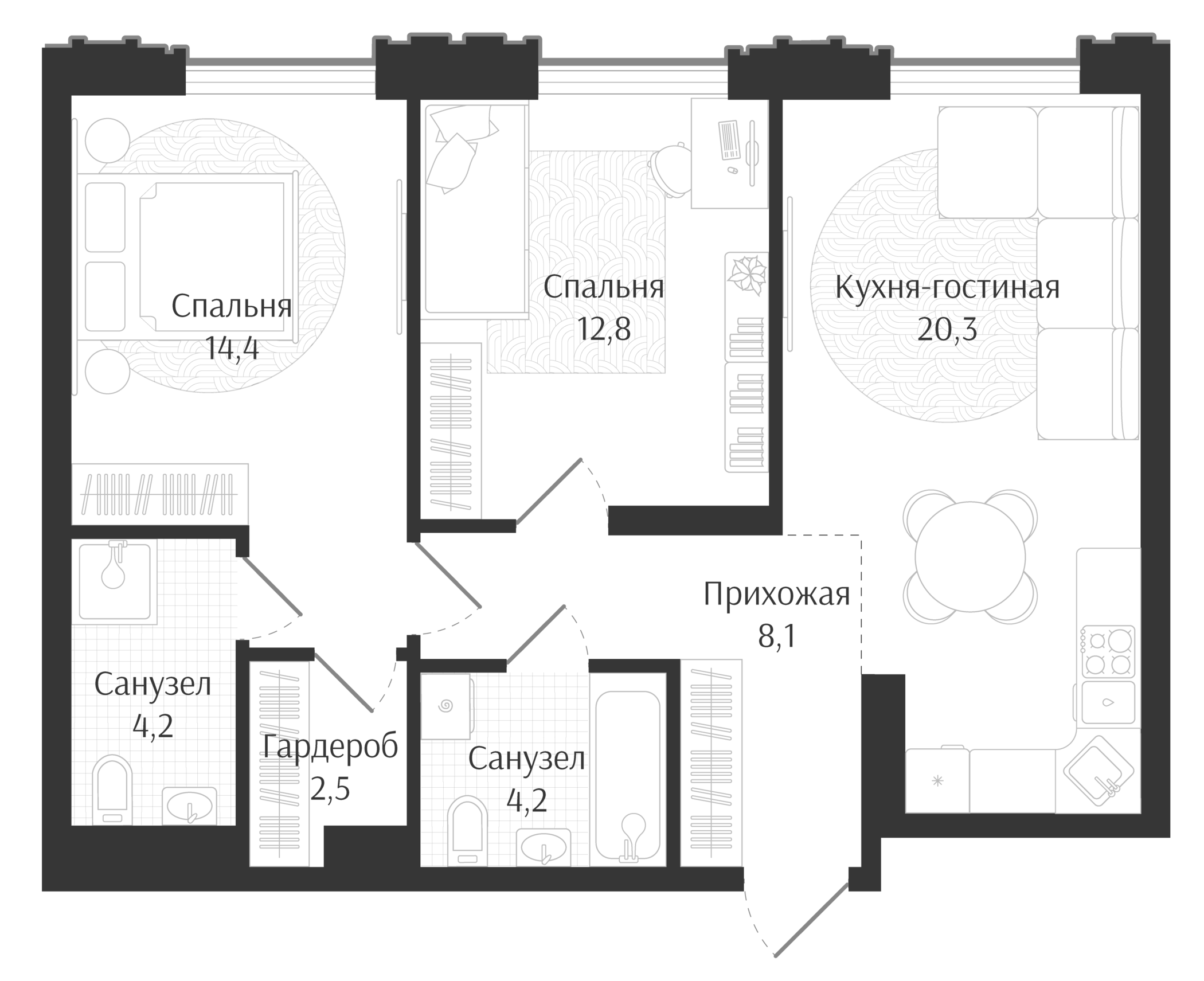 3-комн. Брют Резиденс