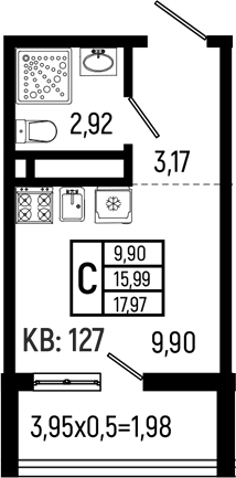 Студия, 15.99 м², 11/18 этаж, ЖК «Ботаника Хиллс»