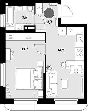 Продается 1-комн. квартира, 35.7 м²