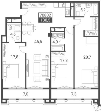 Продается 1-комн. квартира, 124.2 м²