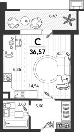 Студия, 30.1 м², 2/9 этаж, ЖК «Родные Просторы»
