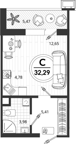 Продается 1-комн. квартира, 26.82 м²