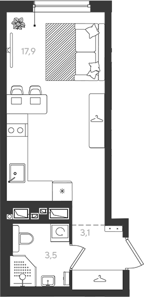 Продается 1-комн. квартира, 24.5 м²